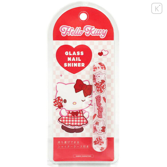 Japan Sanrio Glass Nail File Shiner - Hello Kitty : Red - 1