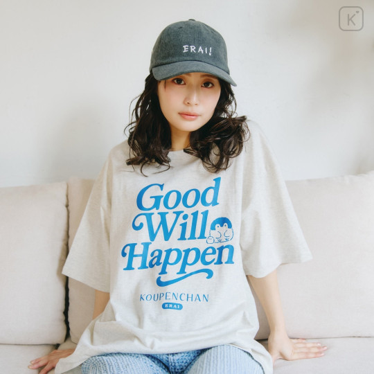 Japan Koupen-chan Big Silhouette T-Shirt (L) - Koupenchan : Good Will Happen Heather White - 3