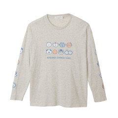 Japan Nagano Long Sleeve T-Shirt (M) - Faces in a Row Oatmeal
