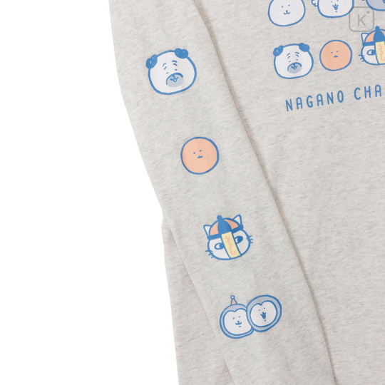 Japan Nagano Long Sleeve T-Shirt (M) - Faces in a Row Oatmeal - 7