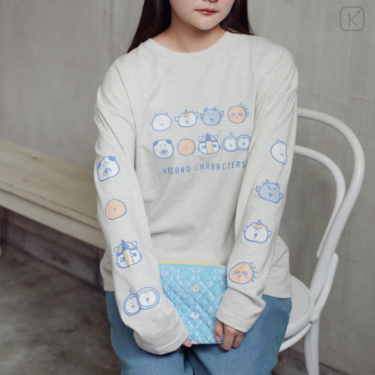 Japan Nagano Long Sleeve T-Shirt (L) - Faces in a Row Oatmeal - 3