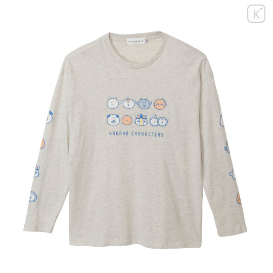 Japan Nagano Long Sleeve T-Shirt (XL) - Faces in a Row Oatmeal - 1