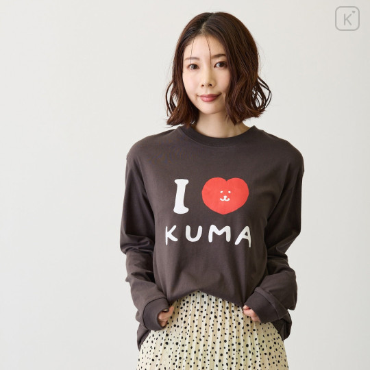 Japan Nagano Long Sleeve T-Shirt (L) - I Love Kuma Charcoal - 3