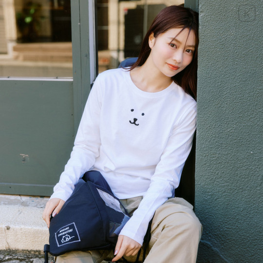 Japan Nagano Long Sleeve T-Shirt (S) - Monochrome Joke Bear White - 2