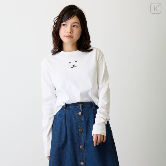 Japan Nagano Long Sleeve T-Shirt (M) - Monochrome Joke Bear White - 6