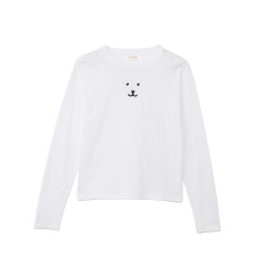 Japan Nagano Long Sleeve T-Shirt (L) - Monochrome Joke Bear White