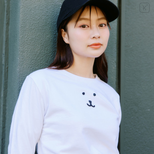Japan Nagano Long Sleeve T-Shirt (L) - Monochrome Joke Bear White - 5