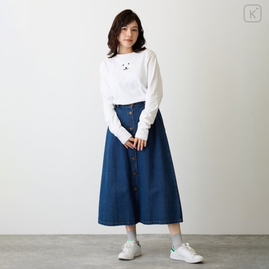 Japan Nagano Long Sleeve T-Shirt (L) - Monochrome Joke Bear White - 8