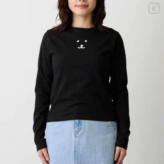 Japan Nagano Long Sleeve T-Shirt (S) - Monochrome Joke Bear Black - 6