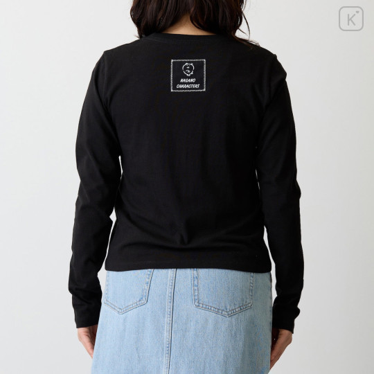 Japan Nagano Long Sleeve T-Shirt (S) - Monochrome Joke Bear Black - 8