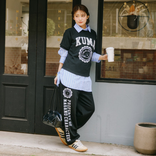 Japan Nagano College Style Sweatpants (L) - Joke Bear Black - 3