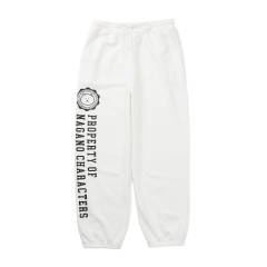 Japan Nagano College Style Sweatpants (M) - Joke Bear White