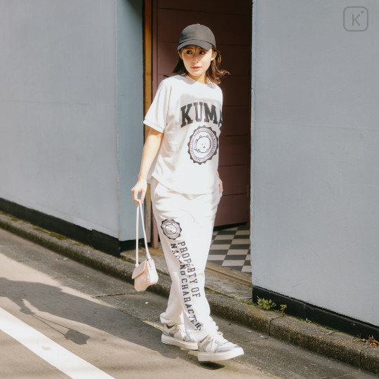Japan Nagano College Style Sweatpants (L) - Joke Bear White - 2