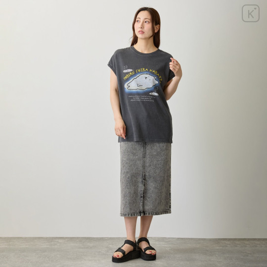 Japan Nagano Wide Sleeveless Top (M) - Tokeru Shika Nakatta Charcoal - 5