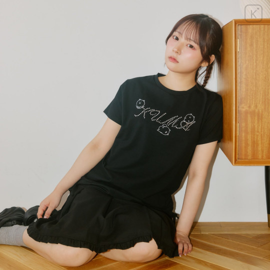 Japan Nagano Rhinestone T-Shirt (M) - Deco Kuma Black - 4