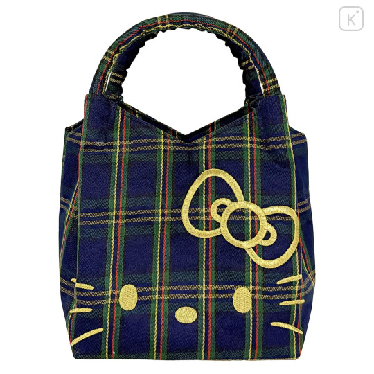 Japan Sanrio Rootote Baby Roo Tartan Plaid Handbag - Hello Kitty : Navy - 1