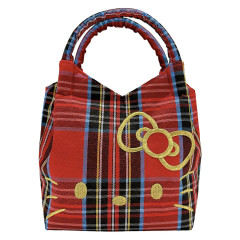 Japan Sanrio Rootote Baby Roo Tartan Plaid Handbag - Hello Kitty : Red