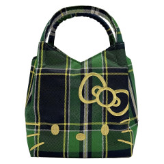 Japan Sanrio Rootote Baby Roo Tartan Plaid Handbag - Hello Kitty : Green