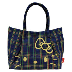 Japan Sanrio Rootote Deli Tartan Plaid Tote Bag - Hello Kitty : Navy