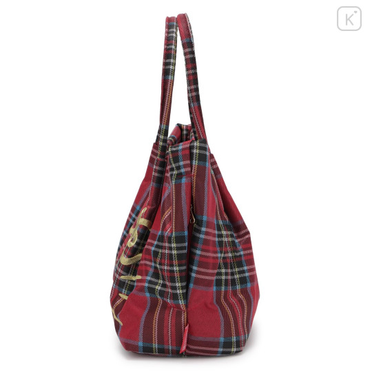 Japan Sanrio Rootote Deli Tartan Plaid Tote Bag - Hello Kitty : Navy - 5