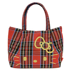 Japan Sanrio Rootote Deli Tartan Plaid Tote Bag - Hello Kitty : Red