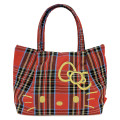 Japan Sanrio Rootote Deli Tartan Plaid Tote Bag - Hello Kitty : Red - 1