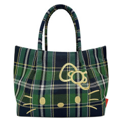Japan Sanrio Rootote Deli Tartan Plaid Tote Bag - Hello Kitty : Green