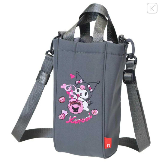 Japan Sanrio Rootote Thermo Keeper Bottle Insulated Shoulder Pouch - Kuromi - 1