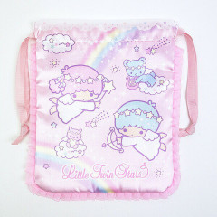 Japan Sanrio Frill Drawstring Bag - Little Twin Stars : Angel