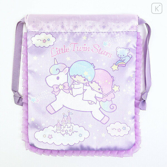 Japan Sanrio Frill Drawstring Bag - Little Twin Stars : Unicorn - 1