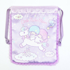 Japan Sanrio Frill Drawstring Bag - Little Twin Stars : Unicorn