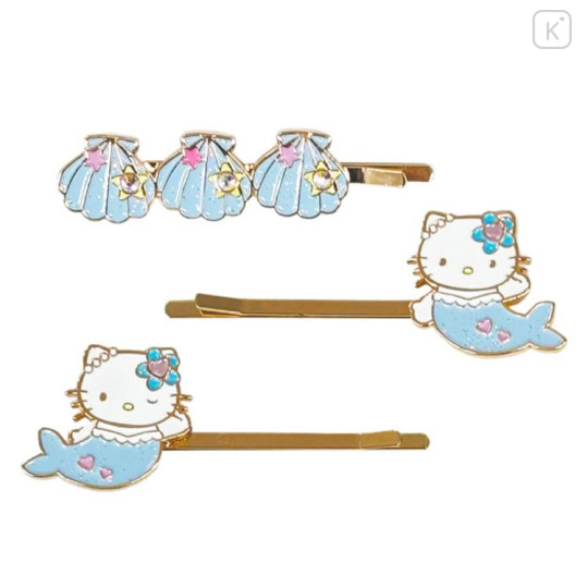 Japan Sanrio Hairpin Set - Hello Kitty : Mermaid Blue - 1