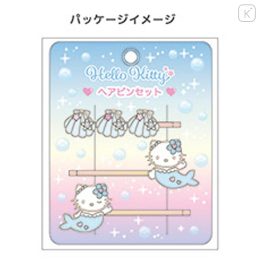 Japan Sanrio Hairpin Set - Hello Kitty : Mermaid Blue - 2