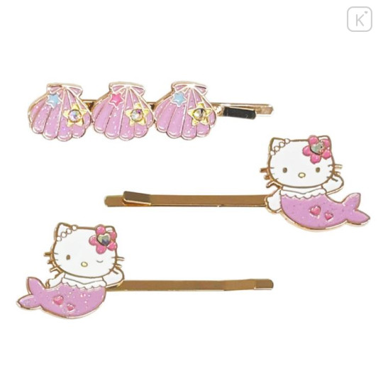 Japan Sanrio Hairpin Set - Hello Kitty : Mermaid Pink - 1