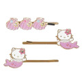 Japan Sanrio Hairpin Set - Hello Kitty : Mermaid Pink - 1