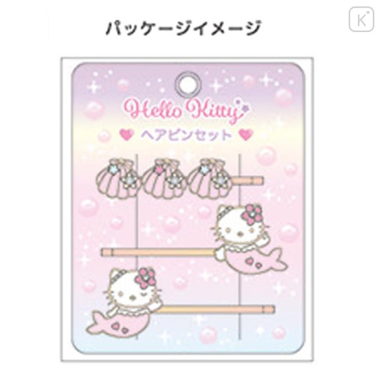 Japan Sanrio Hairpin Set - Hello Kitty : Mermaid Pink - 2