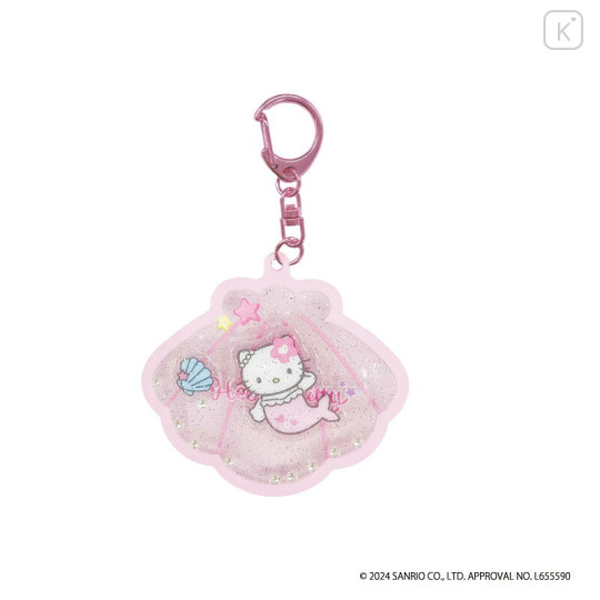 Japan Sanrio Shaker Acrylic Keychain - Hello Kitty : Mermaid Pink - 1