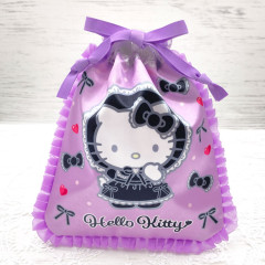 Japan Sanrio Frill Drawstring Bag - Hello Kitty : Lolita Black