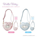 Japan Sanrio Quilted Heart Shoulder Pouch - Hello Kitty : Angel Blue - 2