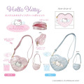 Japan Sanrio Quilted Heart Shoulder Pouch - Hello Kitty : Angel Blue - 3