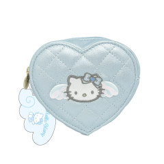 Japan Sanrio Quilted Heart Coin Case - Hello Kitty : Angel Blue