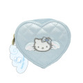 Japan Sanrio Quilted Heart Coin Case - Hello Kitty : Angel Blue - 1