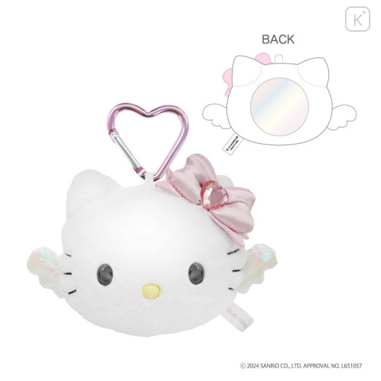Japan Sanrio Fluffy Mirror Mascot Holder - Hello Kitty : Angel - 1