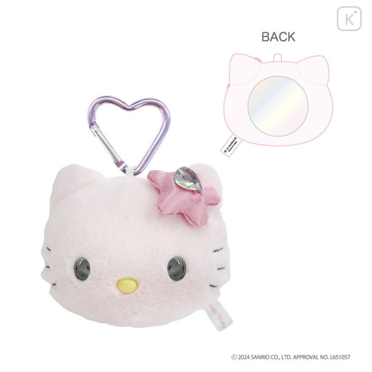 Japan Sanrio Fluffy Mirror Mascot Holder - Hello Kitty : Kaohana - 1