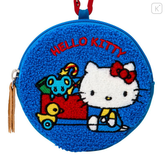 Japan Sanrio Circle Sagara Embroidery Pouch - Hello Kitty : Blue - 2