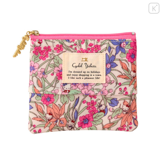 Japan Sanrio Circle Sagara Embroidery Pouch - Hello Kitty : Pink - 2