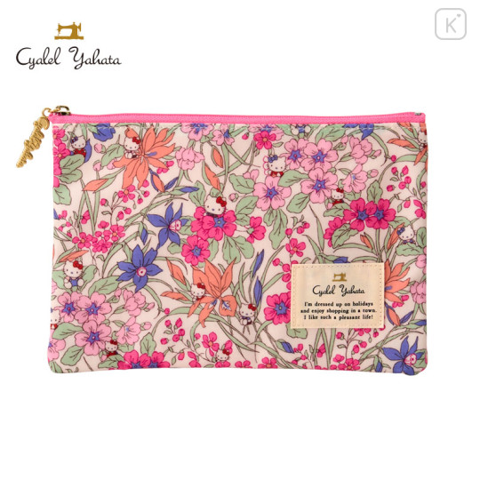 Japan Sanrio Liberty Fabrics Flat Pouch - Hello Kitty : Pink - 1
