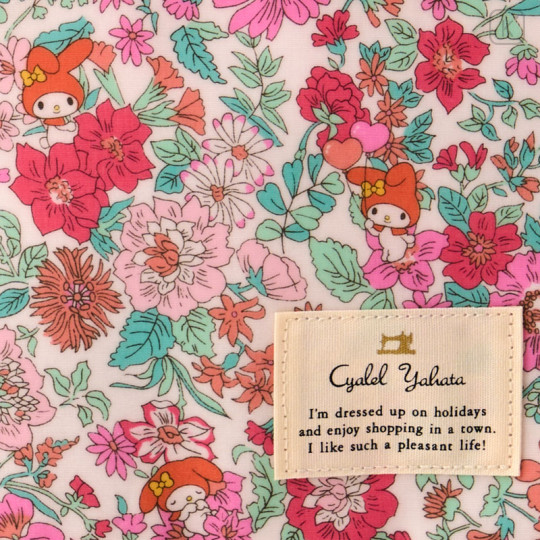 Japan Sanrio Liberty Fabrics Flat Pouch - My Melody : Pink - 3