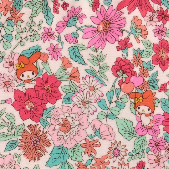 Japan Sanrio Liberty Fabrics Flat Pouch - My Melody : Pink - 4