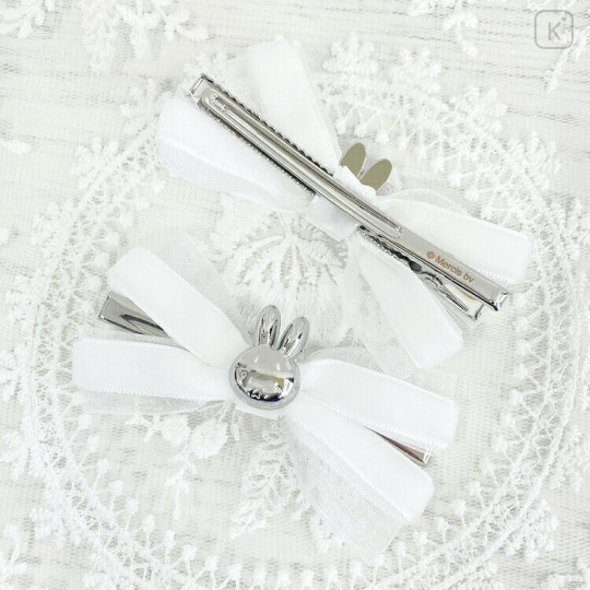 Japan Miffy Ribbon Hair Clip Set - Miffy : White - 2